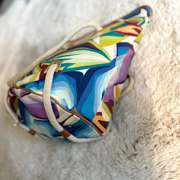 Missoni Multicolor Abstract Bucket leather canvas Shoulder Bag - Picture 6 of 15